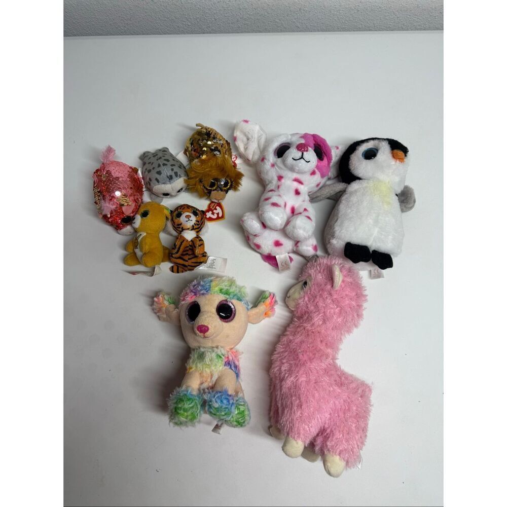TY Set Of 9 Beanie Baby Beanie Boos Rare Plush Collection Various Sizes *Notes